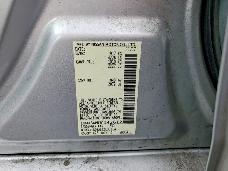 2018 Nissan Altima მანქანა იყიდება აუქციონზე, vin: 1N4AL3AP6JC142612, აუქციონის ნომერი: 67464886