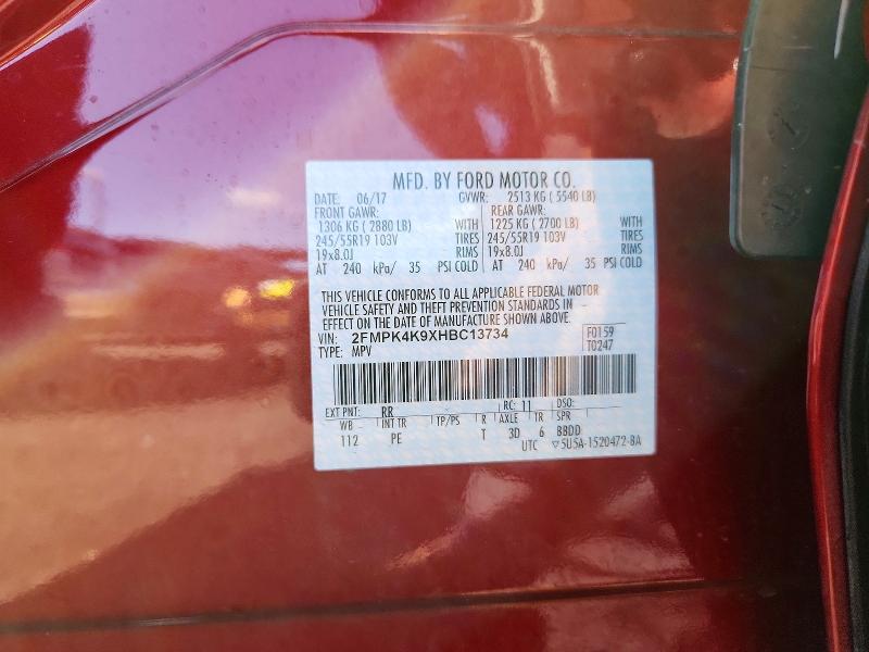 Продаж на аукціоні авто 2017 Ford Edge, vin: 2FMPK4K9XHBC13734, номер лоту: 66621996