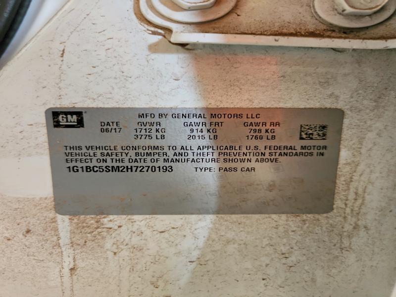 69625016 :رقم المزاد ، 1G1BC5SM2H7270193 vin ، 2017 Chevrolet Cruze مزاد بيع