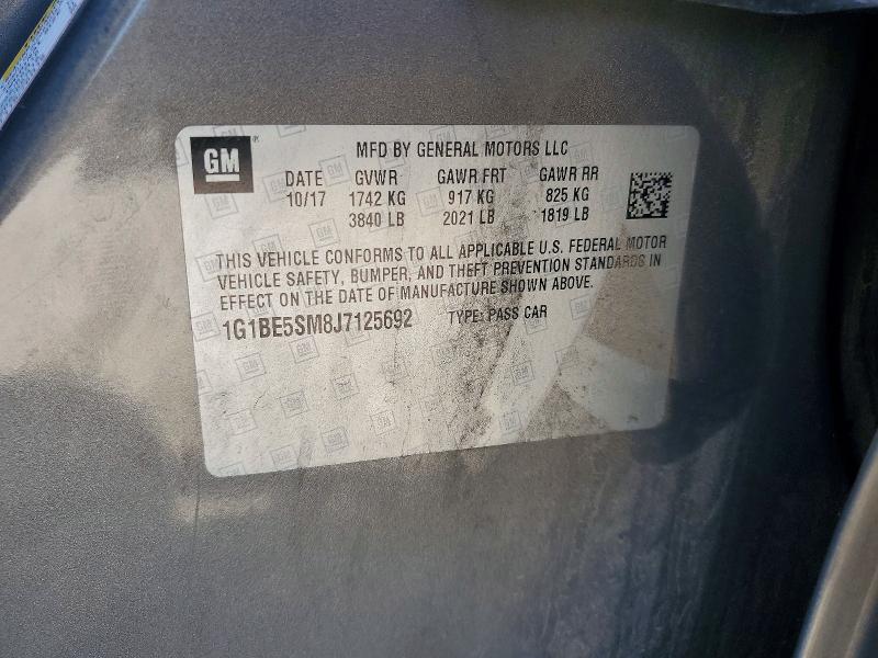 Продаж на аукціоні авто 2018 Chevrolet Cruze, vin: 1G1BE5SM8J7125692, номер лоту: 68999556