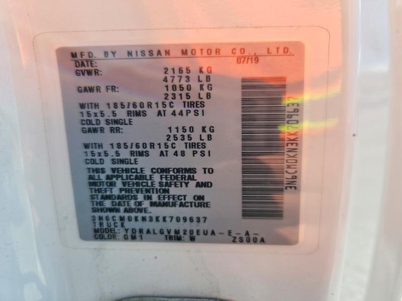 Aukcja sprzedaży 2019 Nissan Nv200, vin: 3N6CM0KN3KK709637, numer aukcji: 68755276