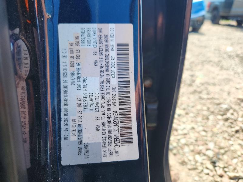 67319416 :رقم المزاد ، 3MZBN1L33JM204194 vin ، 2018 Mazda 3 مزاد بيع