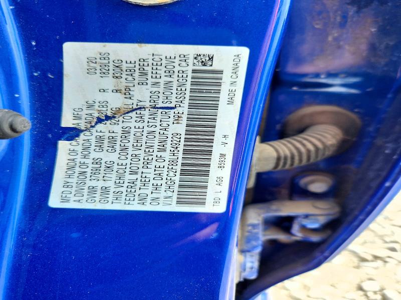 Продаж на аукціоні авто 2020 Honda Civic, vin: 2HGFC2F88LH549229, номер лоту: 69247536