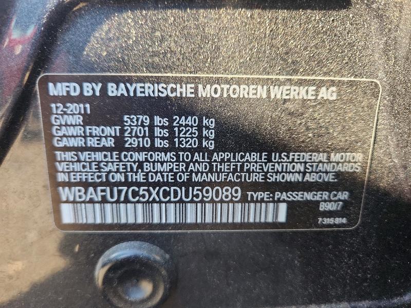 Продажа на аукционе авто 2012 Bmw 535, vin: WBAFU7C5XCDU59089, номер лота: 65853406