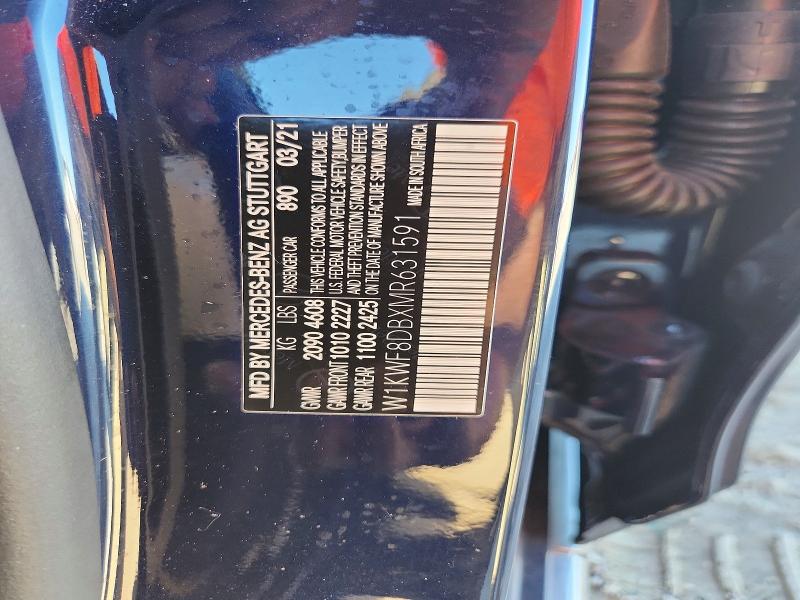 Продаж на аукціоні авто 2021 Mercedes-benz C, vin: W1KWF8DBXMR631591, номер лоту: 70741066