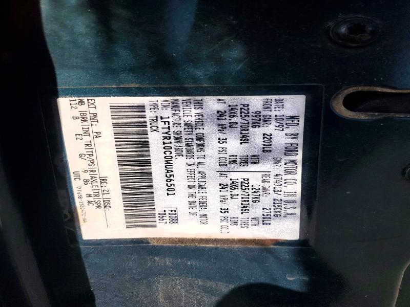 1998 Ford Ranger მანქანა იყიდება აუქციონზე, vin: 1FTYR10C0WUA56501, აუქციონის ნომერი: 68430206