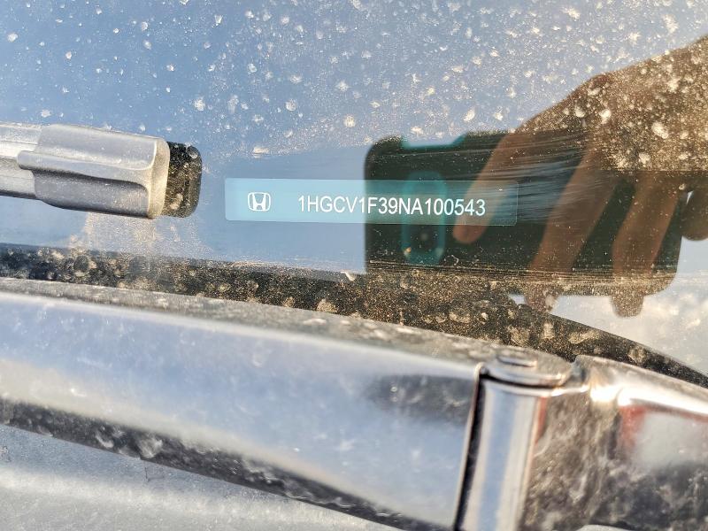 2022 Honda Accord მანქანა იყიდება აუქციონზე, vin: 1HGCV1F39NA100543, აუქციონის ნომერი: 69207296