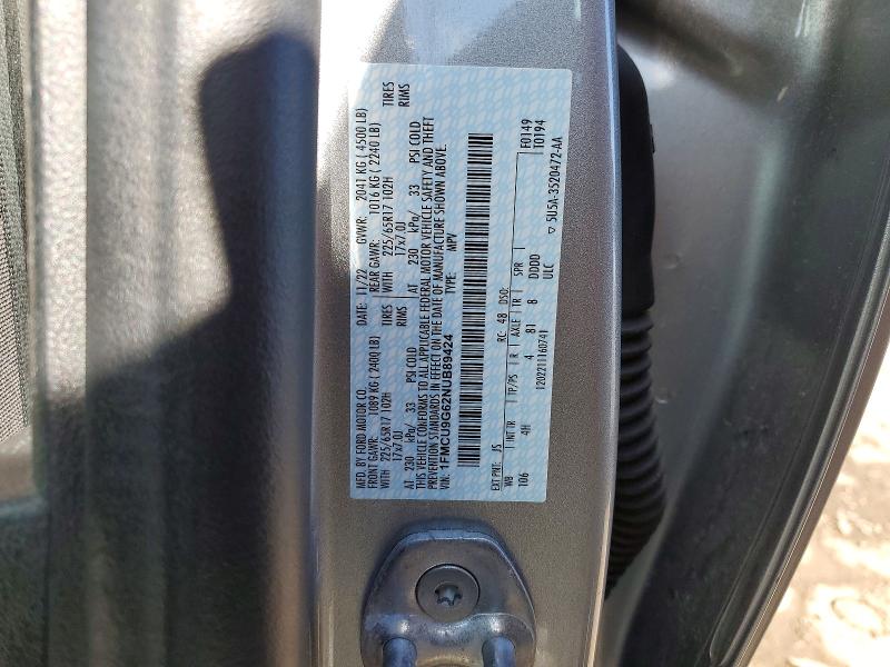 Aukcja sprzedaży 2022 Ford Escape, vin: 1FMCU9G62NUB89424, numer aukcji: 68397146
