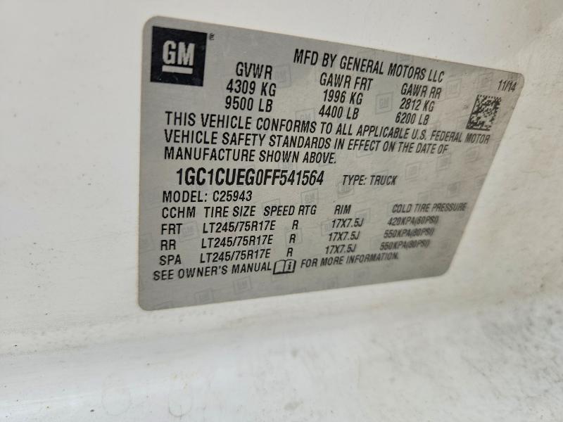 71303916 :رقم المزاد ، 1GC1CUEG0FF541564 vin ، 2015 Chevrolet Silverado مزاد بيع