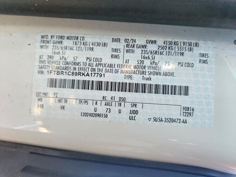 67920806 :رقم المزاد ، 1FTBR1C89RKA17791 vin ، 2024 Ford Transit مزاد بيع