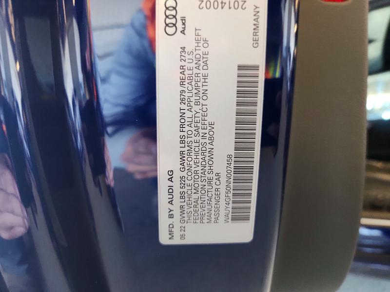 Aukcja sprzedaży 2022 Audi S5, vin: WAUY4GF50NN007458, numer aukcji: 69428706