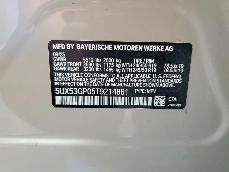 Aukcja sprzedaży 2026 Bmw X3, vin: 5UX53GP05T9214881, numer aukcji: 67301466