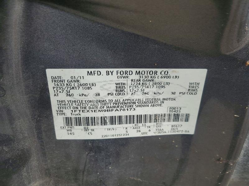 2011 Ford F150 მანქანა იყიდება აუქციონზე, vin: 1FTEX1EM9BFA76173, აუქციონის ნომერი: 67706346