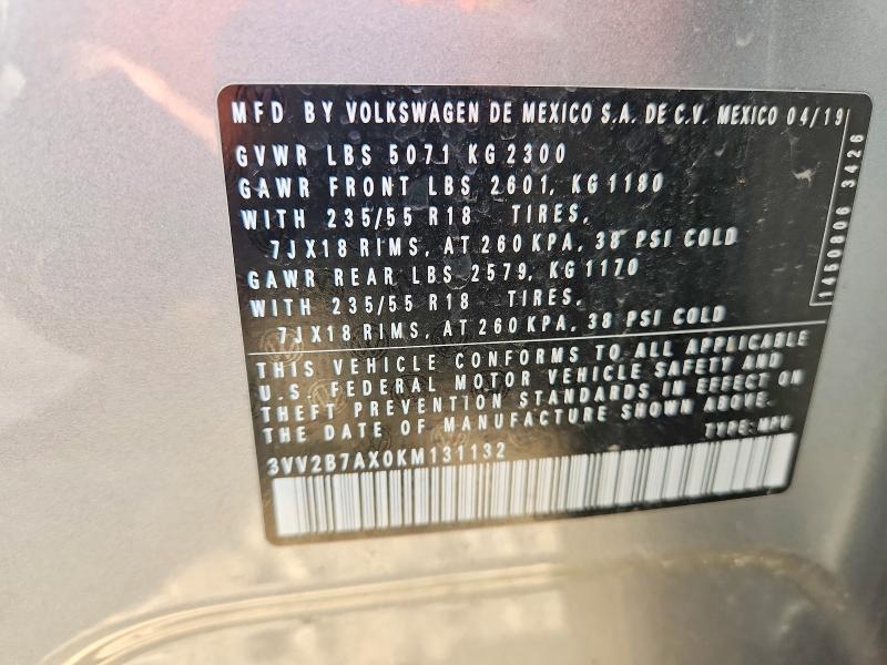 Aukcja sprzedaży 2019 Volkswagen Tiguan, vin: 3VV2B7AX0KM131132, numer aukcji: 69899936