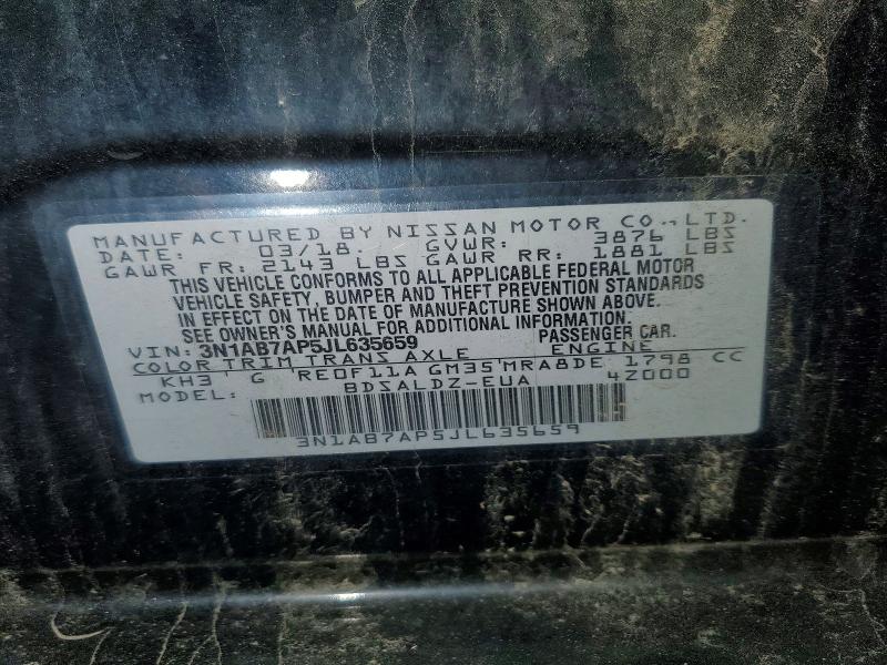 2018 Nissan Sentra მანქანა იყიდება აუქციონზე, vin: 3N1AB7AP5JL635659, აუქციონის ნომერი: 68556056