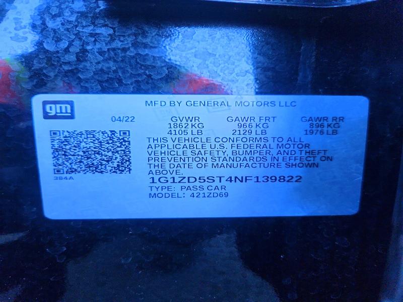 Aukcja sprzedaży 2022 Chevrolet Malibu, vin: 1G1ZD5ST4NF139822, numer aukcji: 71165686
