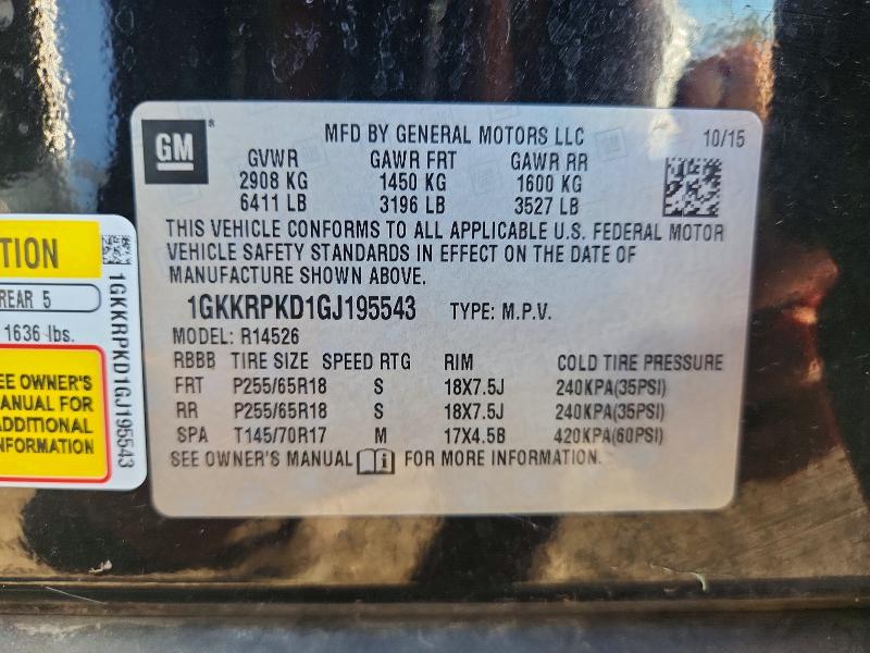 Aukcja sprzedaży 2016 Gmc Acadia, vin: 1GKKRPKD1GJ195543, numer aukcji: 70081676