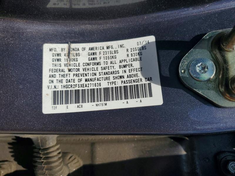 2014 Honda Accord მანქანა იყიდება აუქციონზე, vin: 1HGCR2F5XEA271636, აუქციონის ნომერი: 68263886