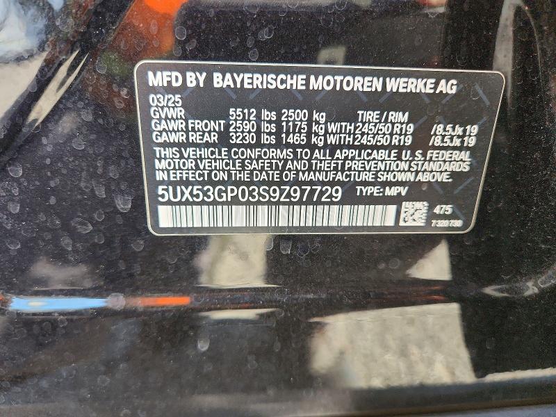 67682946 :رقم المزاد ، 5UX53GP03S9Z97729 vin ، 2025 Bmw X3 مزاد بيع