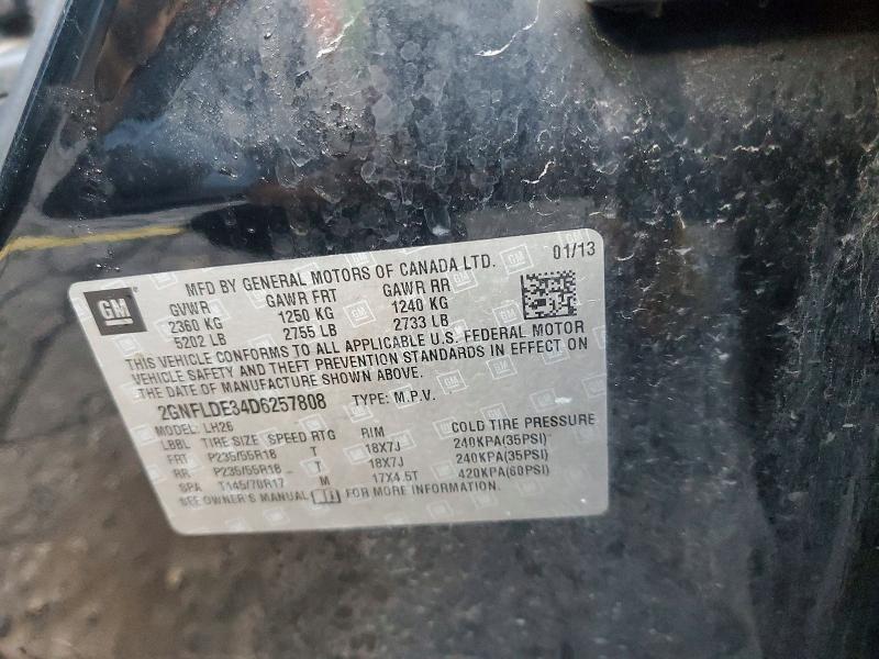 68227826 :رقم المزاد ، 2GNFLDE34D6257808 vin ، 2013 Chevrolet Equinox مزاد بيع