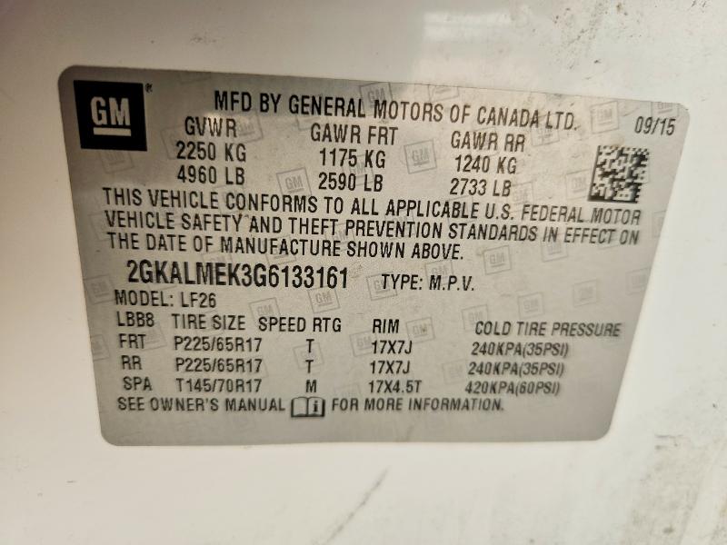 69990736 :رقم المزاد ، 2GKALMEK3G6133161 vin ، 2016 Gmc Terrain مزاد بيع