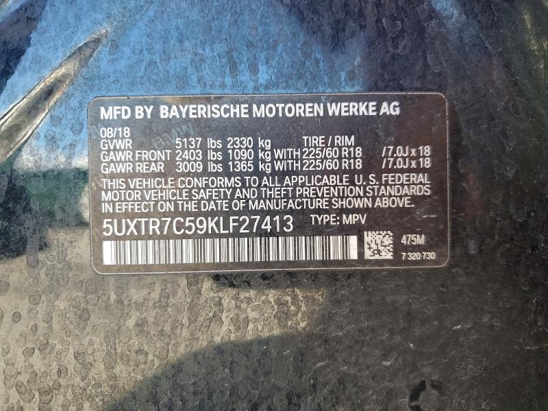 Aukcja sprzedaży 2019 Bmw X3, vin: 5UXTR7C59KLF27413, numer aukcji: 68326066