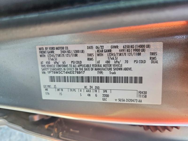 Продаж на аукціоні авто 2022 Ford F350, vin: 1FT8W3CT4NEE76917, номер лоту: 69458126