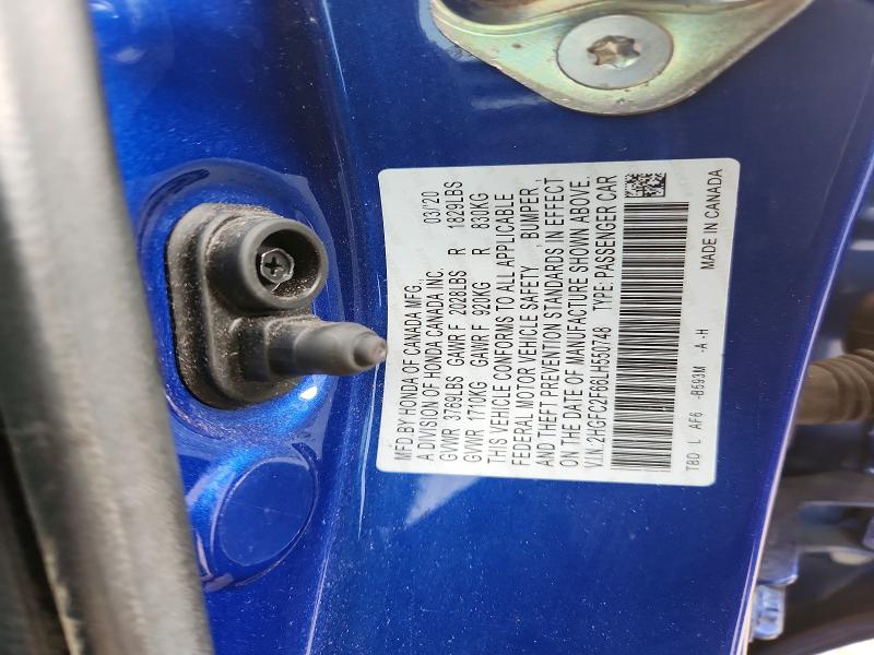 Продажа на аукционе авто 2020 Honda Civic, vin: 2HGFC2F66LH550748, номер лота: 67296746