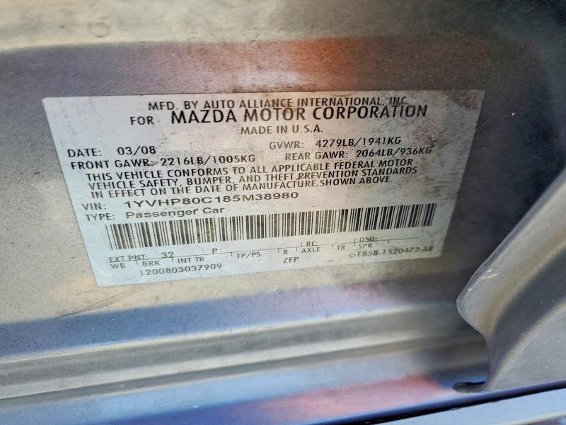 Aukcja sprzedaży 2008 Mazda 6, vin: 1YVHP80C185M38980, numer aukcji: 69505686