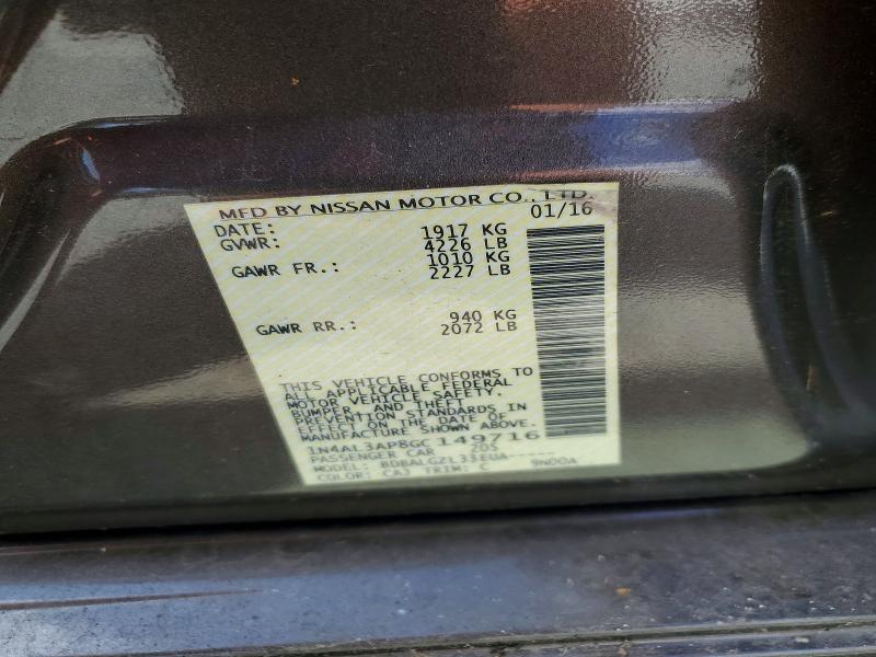 2016 Nissan Altima მანქანა იყიდება აუქციონზე, vin: 1N4AL3AP8GC149716, აუქციონის ნომერი: 69348376