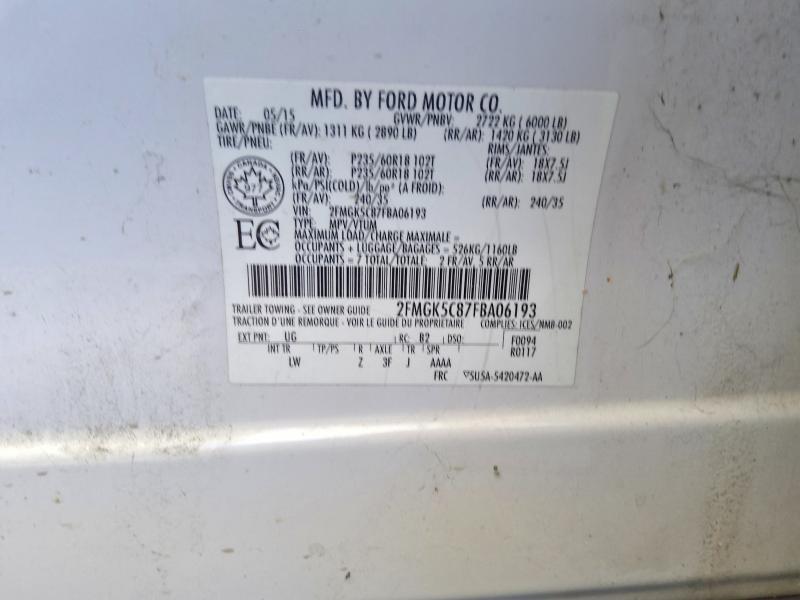 69360986 :رقم المزاد ، 2FMGK5C87FBA06193 vin ، 2015 Ford Flex مزاد بيع