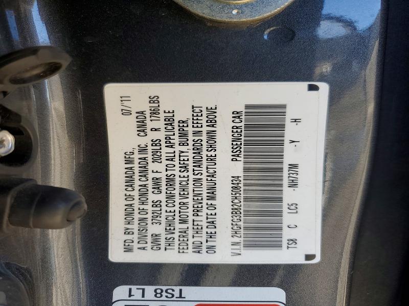 Aukcja sprzedaży 2012 Honda Civic, vin: 2HGFG3B82CH508434, numer aukcji: 70913736