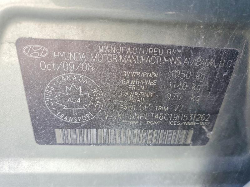 Aukcja sprzedaży 2009 Hyundai Sonata, vin: 5NPET46C19H531262, numer aukcji: 68506016