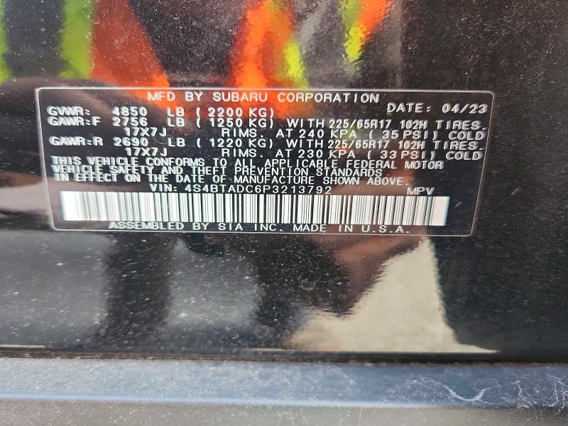 65169336 :رقم المزاد ، 4S4BTADC6P3213792 vin ، 2023 Subaru Outback مزاد بيع