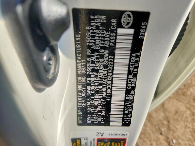 2011 Toyota Avalon მანქანა იყიდება აუქციონზე, vin: 4T1BK3DBXBU432232, აუქციონის ნომერი: 70473796