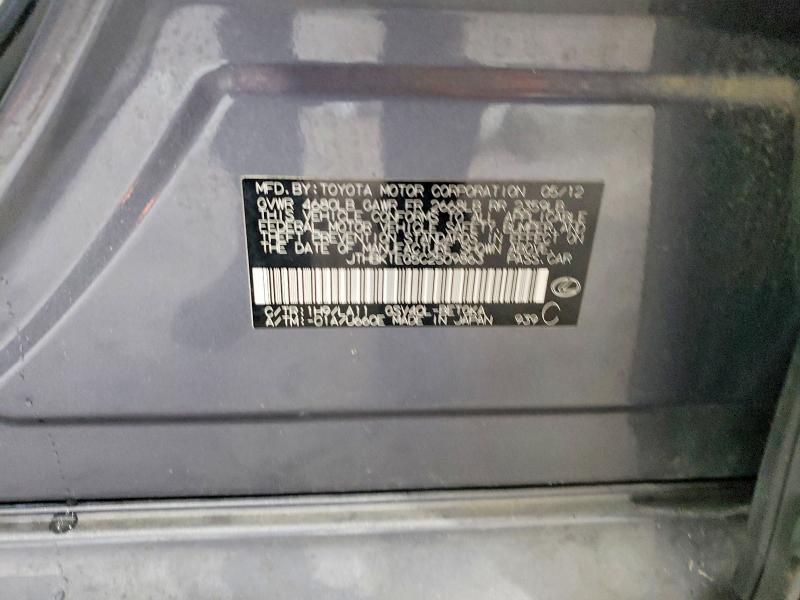 67432646 :رقم المزاد ، JTHBK1EG5C2509863 vin ، 2012 Lexus Es مزاد بيع