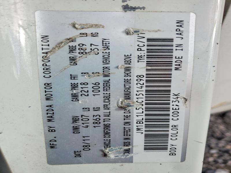 67840126 :رقم المزاد ، JM1BL1L56C1514298 vin ، 2012 Mazda 3 مزاد بيع