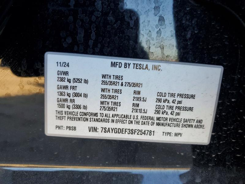 Продаж на аукціоні авто 2025 Tesla Model Y, vin: 7SAYGDEF3SF254781, номер лоту: 67198396