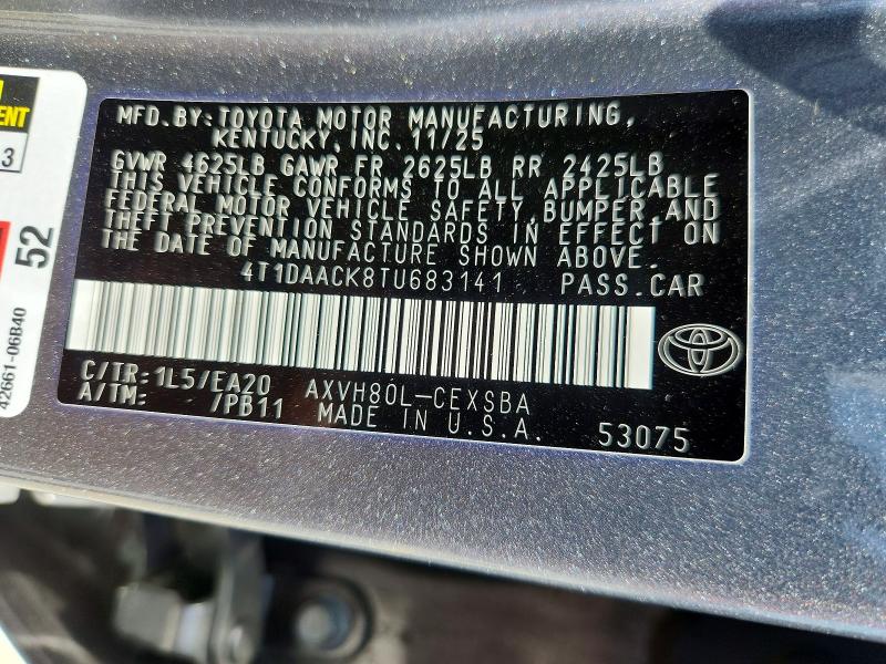 67807356 :رقم المزاد ، 4T1DAACK8TU683141 vin ، 2026 Toyota Camry مزاد بيع
