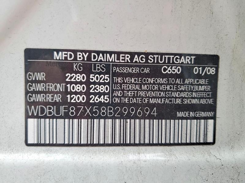 Aukcja sprzedaży 2008 Mercedes-benz E, vin: WDBUF87X58B299694, numer aukcji: 66978656