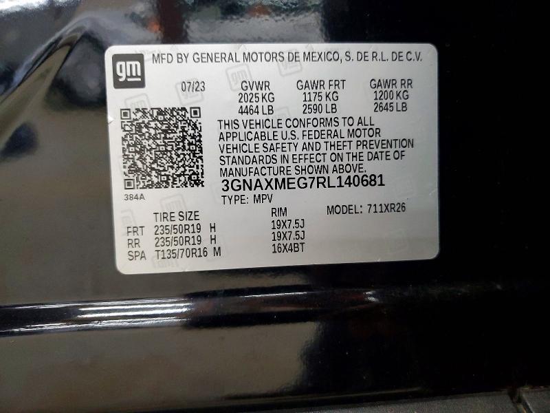 Продажа на аукционе авто 2024 Chevrolet Equinox, vin: 3GNAXMEG7RL140681, номер лота: 67962326