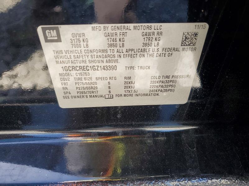 Продаж на аукціоні авто 2016 Chevrolet Silverado, vin: 1GCRCREC1GZ143390, номер лоту: 69371466