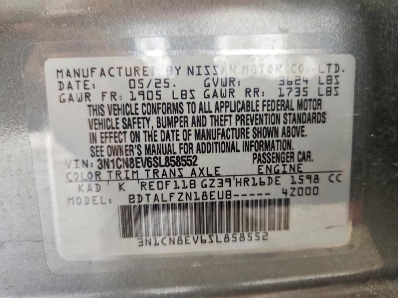 69944056 :رقم المزاد ، 3N1CN8EV6SL858552 vin ، 2025 Nissan Versa مزاد بيع