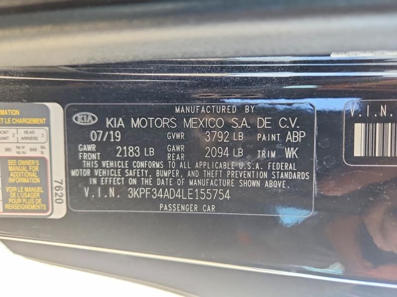 Aukcja sprzedaży 2020 Kia Forte, vin: 3KPF34AD4LE155754, numer aukcji: 67785946