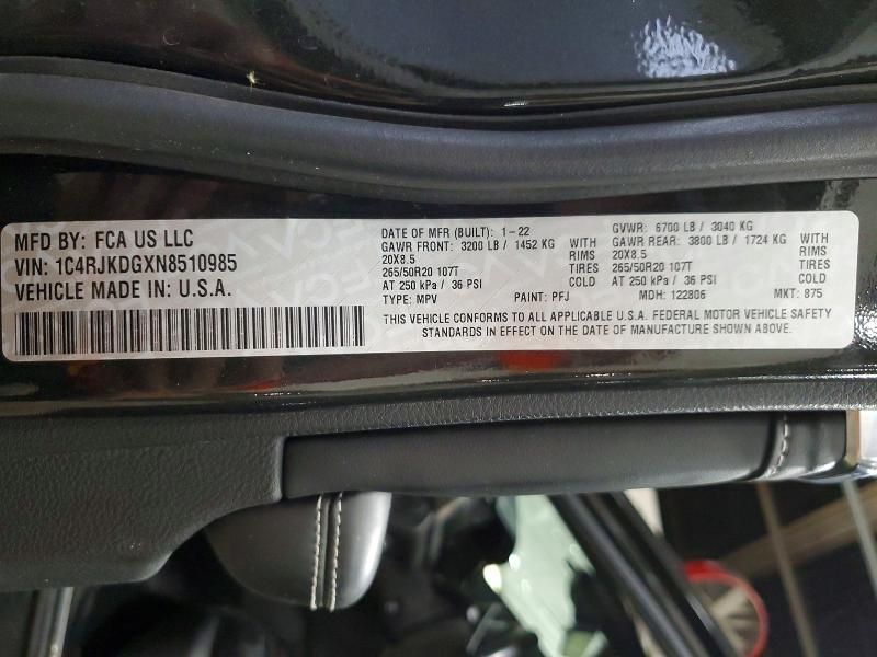 Продажа на аукционе авто 2022 Jeep Grand Cherokee, vin: 1C4RJKDGXN8510985, номер лота: 69110666
