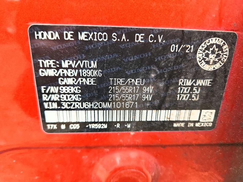 2021 Honda Hr-v მანქანა იყიდება აუქციონზე, vin: 3CZRU6H20MM101671, აუქციონის ნომერი: 70293166