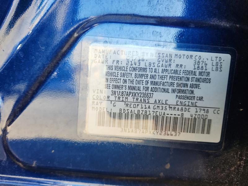 Aukcja sprzedaży 2019 Nissan Sentra, vin: 3N1AB7APXKY236637, numer aukcji: 69166036