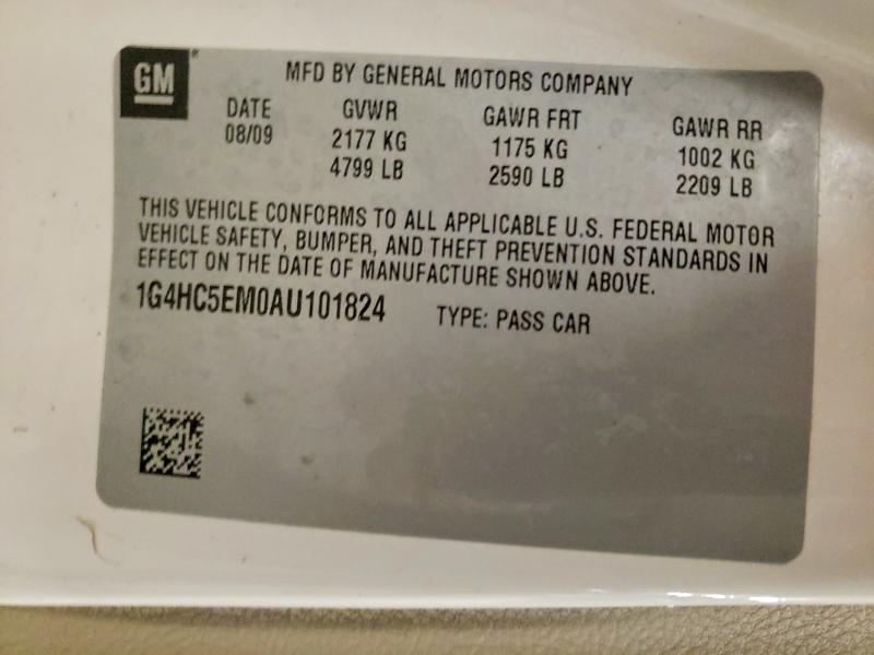 2010 Buick Lucerne მანქანა იყიდება აუქციონზე, vin: 1G4HC5EM0AU101824, აუქციონის ნომერი: 69538116