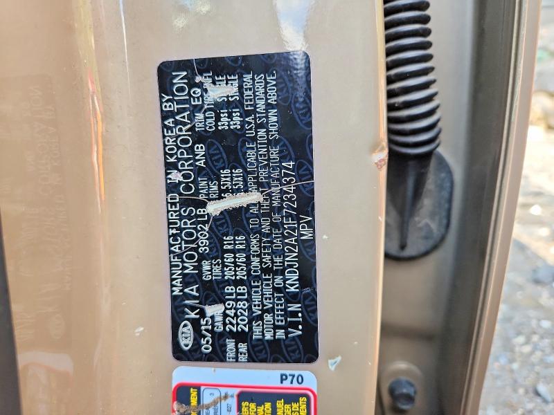 2015 Kia Soul მანქანა იყიდება აუქციონზე, vin: KNDJN2A21F7234374, აუქციონის ნომერი: 68682096