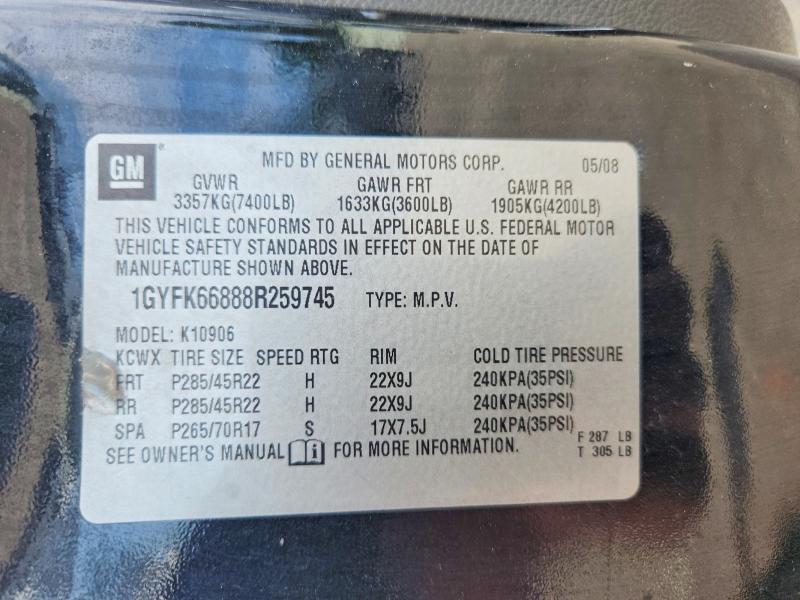 Продажа на аукционе авто 2008 Cadillac Escalade, vin: 1GYFK66888R259745, номер лота: 68063726